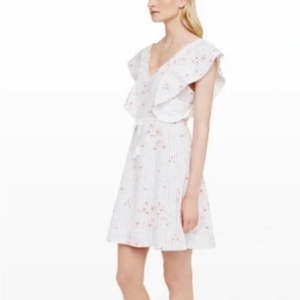 Club Monaco White and Pink floral and Striped Dress